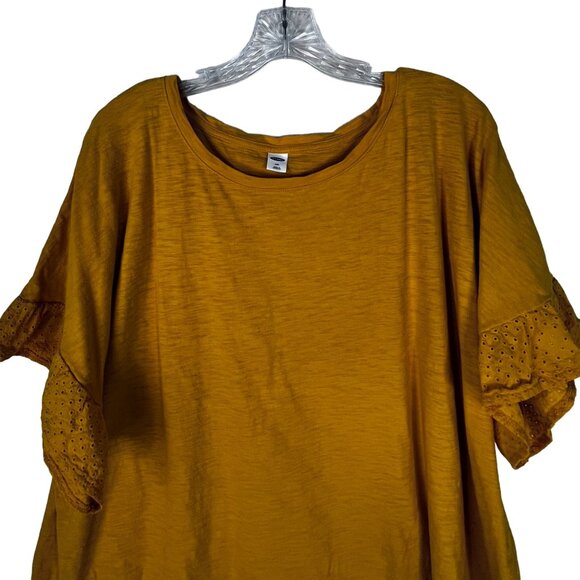 Old Navy Lace Ruffle Shirt Womens Size XXL Yellow Casual - Picture 3 of 7